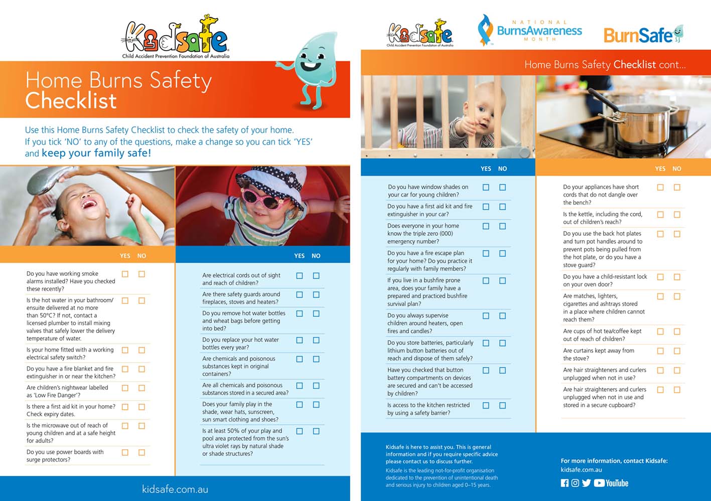 Home Burns Safety Checklist