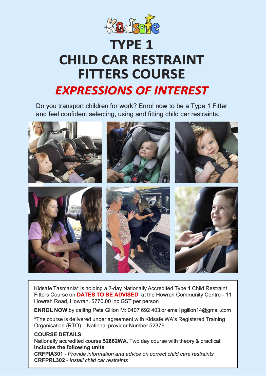 Type 1 Child Restraint Fitters Course – Expressions of Interest